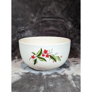 Vintage Woodland Red Floral large White Bowl